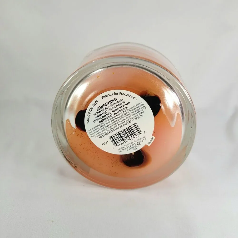 NEW Yankee Candle Fresh Cut Roses 17 oz Housewarmer 3 Wick Large Pink Floral